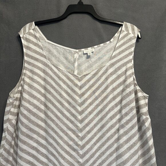 J. Jill Love Linen Maxi Dress 100% Linen Plus Size 3X White Striped Coastal - Picture 4 of 9